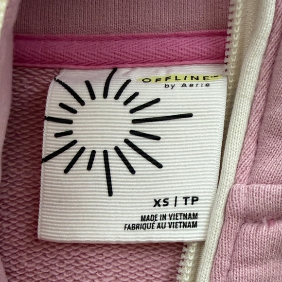 Aerie Pink and Brown Zip up sweatshirt - Picture 2 of 7